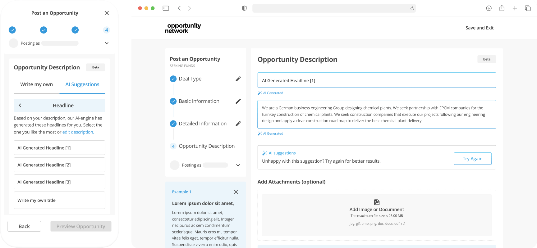 Final design of the new step added in the posting flow